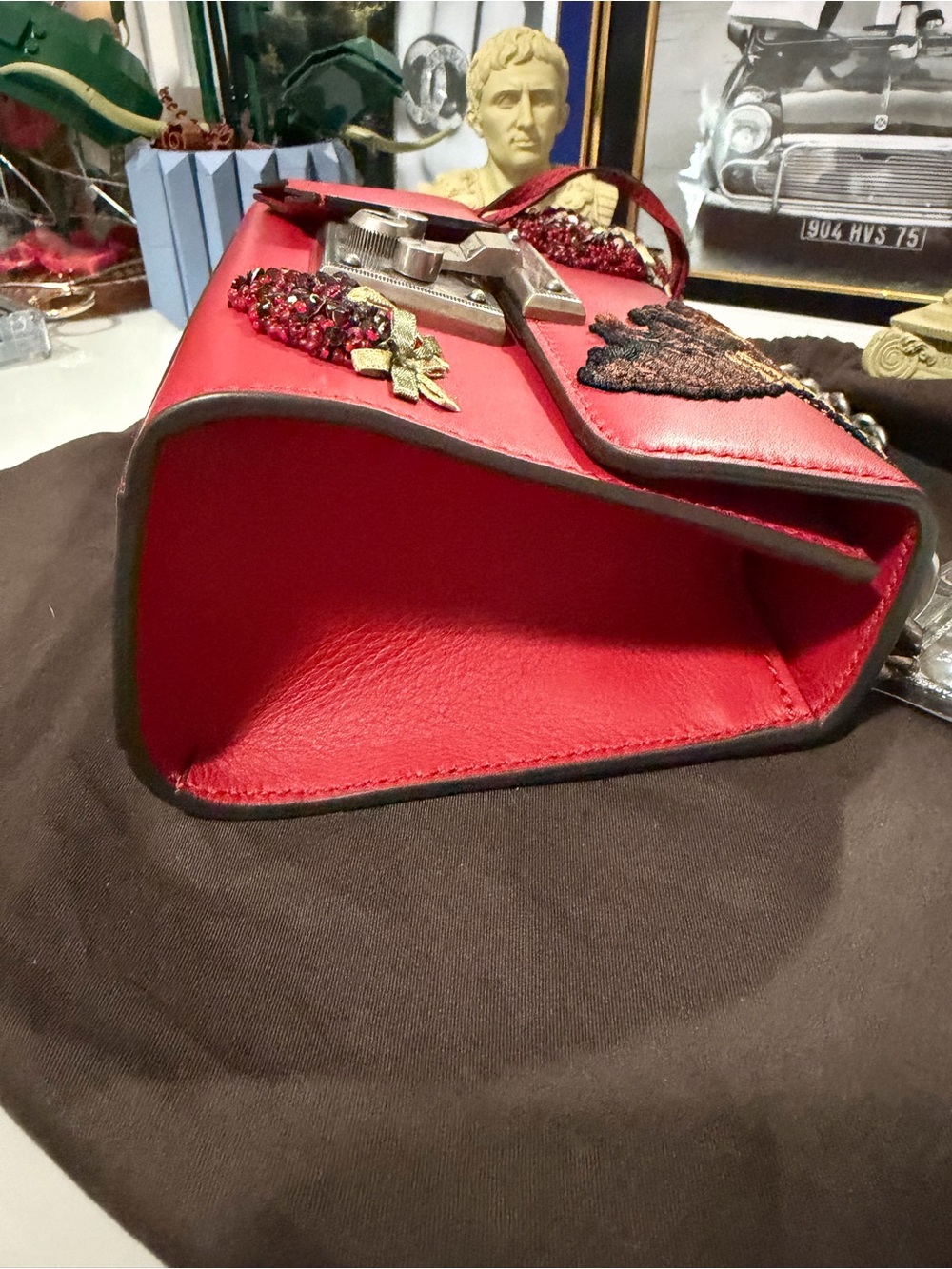 Authentic Gucci Red Leather /Crossbody with dust bag and COA ❤️❤️ - Picture 8 of 17